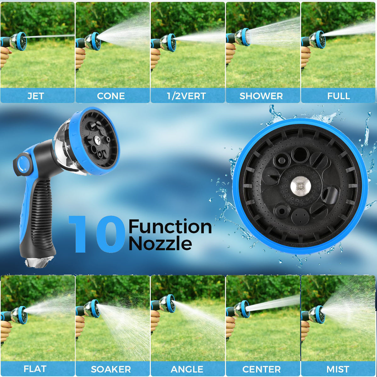 Legooin 82ft x 5/8 in Retractable Hose Reel, Wall Mount Garden Hose Reel for Outdoor Water Hose with 10-Pattern Sprayer Nozzle, Auto Rewind, Length Lock, 180° Swivel
