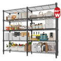 Legooin 60x14x72 inch Extra-Wide Shelving Unit 5-Tier Garage Storage Rack Corner Shelf for Industrial Residential Use Capacity 1500LBS, Black