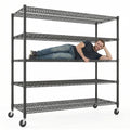 Legooin 60"W x 24"D x 82"H Wire Shelving Unit Heavy Duty Industrial Shelf for Garage Storage Metal Storage Rack for Warehouse Capacity 3250 lbs, Black