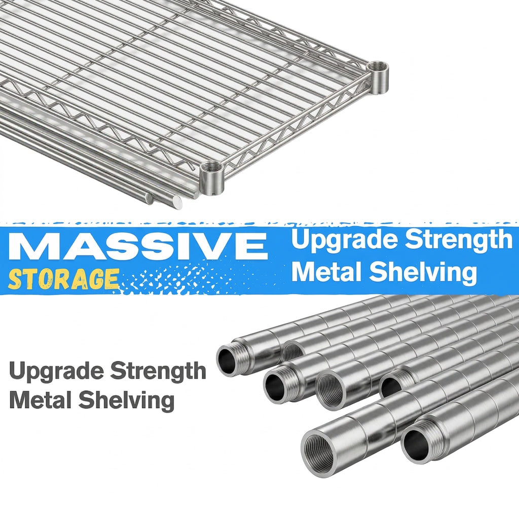 Legooin 24x60x72 inch Heavy-Duty Shelving for Garage Storage 4-Tier Industrial Shelf on Wheels Metal Storage Rack Capacity for 2600 lbs, Silver