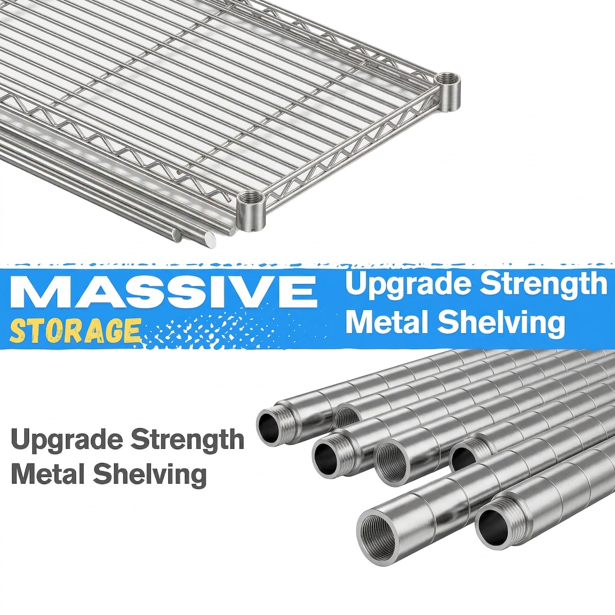 Legooin 60"W x 18"D x 72"H Heavy Duty Garage Shelving Unit on Wheels Storage Rack Height Adjustable Organizer Rack for Warehouse Pantry, Silver