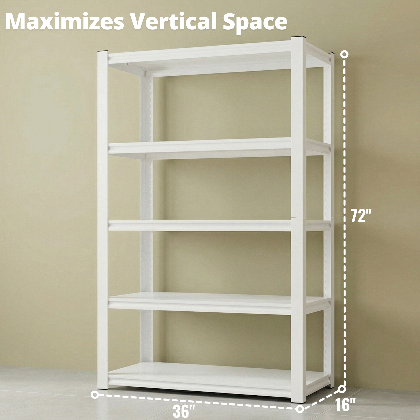 Legooin 36x16x72 inch Garage Storage Rack Heavy Duty Industrial Shelf Metal Shelving Unit Capacity for 1650 lbs for Pantry Warehouse Basement, White