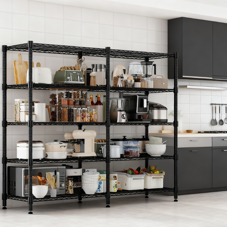 Legooin 72"W x 18"D x 72"H Garage Storage Rack Height Adjustable Shelving Unit for Industrial Residential Storage 2000lbs Load Capacity, Black