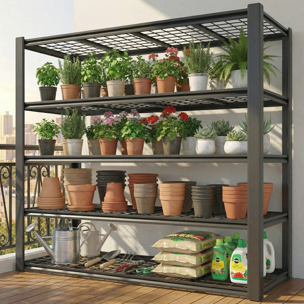 Legooin 5-Tier Heavy Duty Wire Shelf 60"W x 24"D x 72"H Industrial Shelf Adjustable Storage Rack for Garage Warehouse Pantry Capacity of 3000 lbs, Black