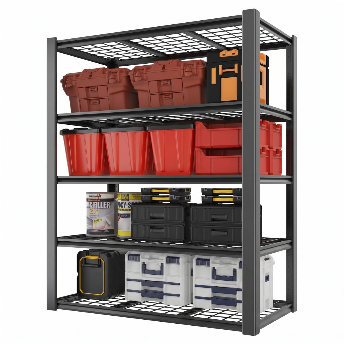 Legooin 24x48x72 inch Garage Storage Rack Height Adjustable Shelving Unit Industrial Residential Wire Shelf Organizer Rack 2500 lbs Load Capacity, Black