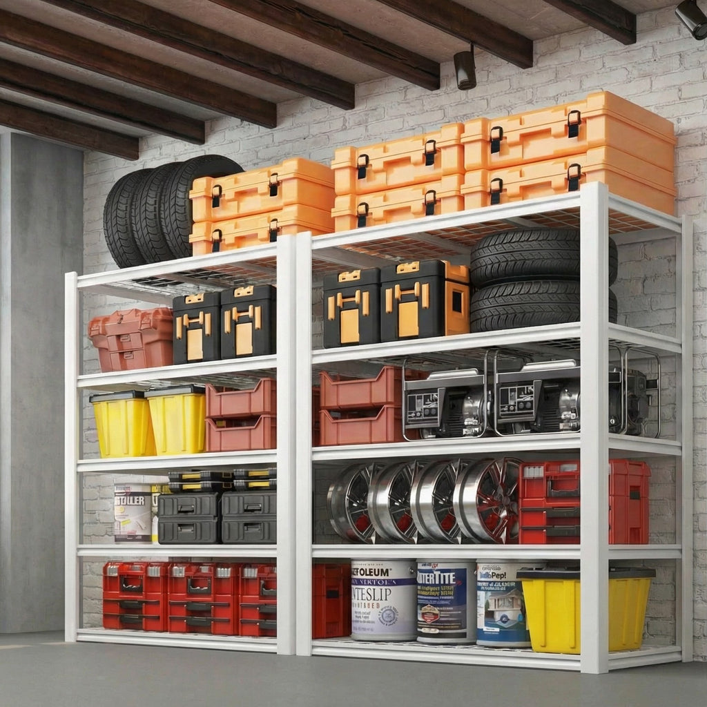 Legooin 48x24x72 inch Heavy Duty Metal Shelving Unit Garage Wire Shelves with 2500 lbs Capacity Adjustable Steel Utility Rack for Industrial Residential Use, White