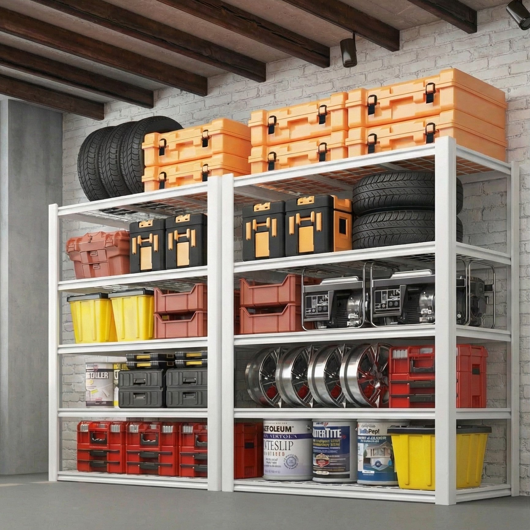 Legooin 48x24x72 inch Heavy Duty Metal Shelving Unit Garage Wire Shelves with 2500 lbs Capacity Adjustable Steel Utility Rack for Industrial Residential Use, White