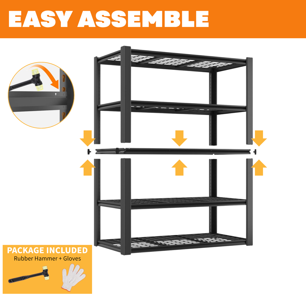 Legooin 24x48x72 inch Garage Storage Rack Height Adjustable Shelving Unit Industrial Residential Wire Shelf Organizer Rack 2500 lbs Load Capacity, Black