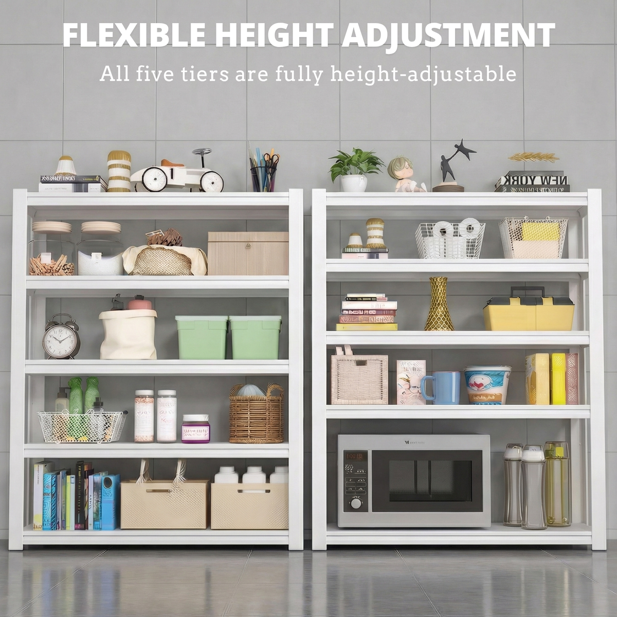Legooin 48x24x72 inch Heavy Duty Metal Shelving Unit Garage Wire Shelves with 2500 lbs Capacity Adjustable Steel Utility Rack for Industrial Residential Use, White