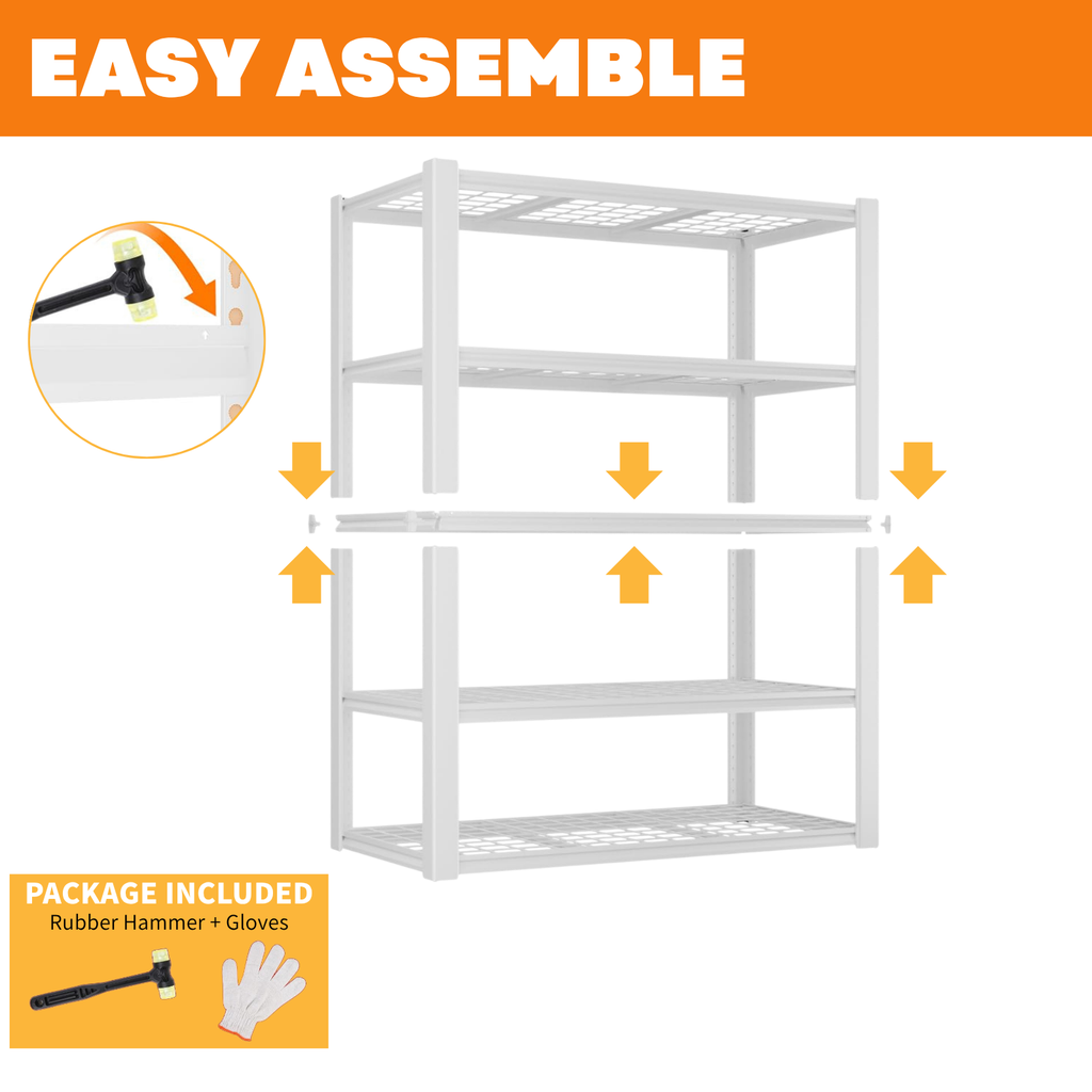 Legooin 48x24x72 inch Heavy Duty Metal Shelving Unit Garage Wire Shelves with 2500 lbs Capacity Adjustable Steel Utility Rack for Industrial Residential Use, White