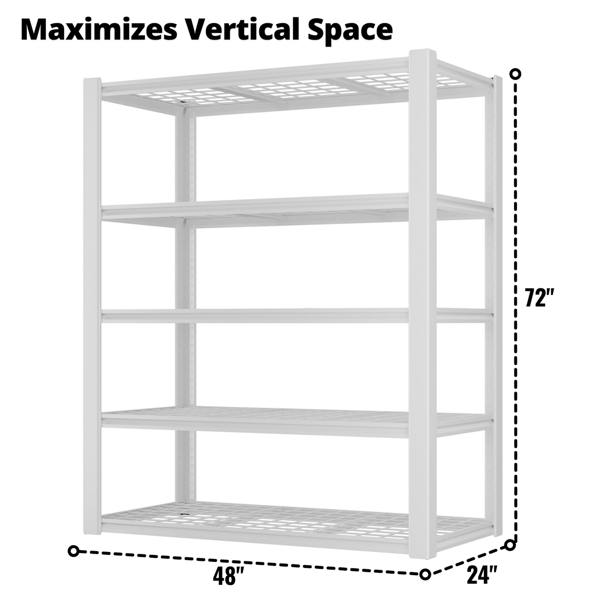 Legooin 48x24x72 inch Heavy Duty Metal Shelving Unit Garage Wire Shelves with 2500 lbs Capacity Adjustable Steel Utility Rack for Industrial Residential Use, White