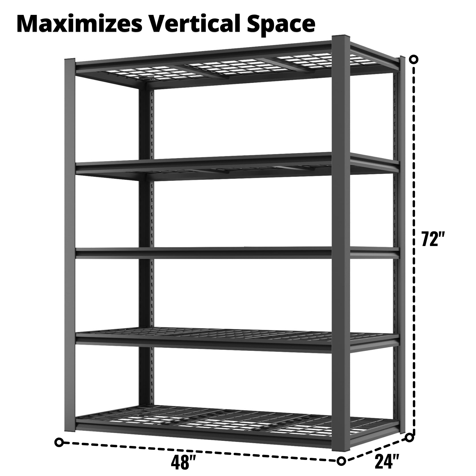 Legooin 24x48x72 inch Garage Storage Rack Height Adjustable Shelving Unit Industrial Residential Wire Shelf Organizer Rack 2500 lbs Load Capacity, Black
