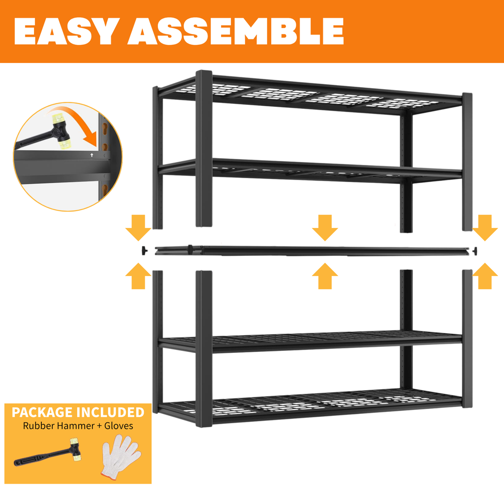 Legooin 5-Tier Heavy Duty Wire Shelf 60"W x 24"D x 72"H Industrial Shelf Adjustable Storage Rack for Garage Warehouse Pantry Capacity of 3000 lbs, Black