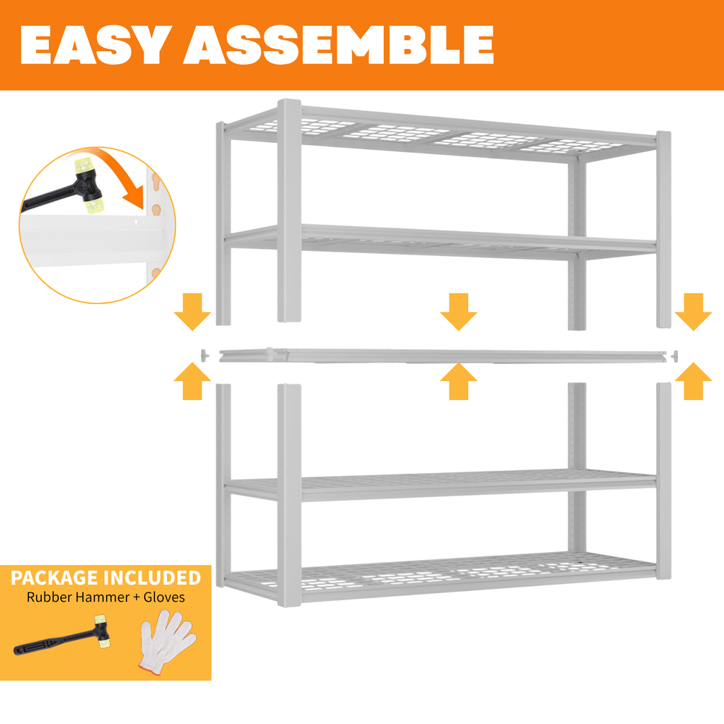 Legooin 60"W x 24"D x 72"H Heavy Duty Garage Rack Storage Shelving Unit Industrial Wire shelf 3000 lbs Capacity Utility Shelving for Warehouse Basement, White