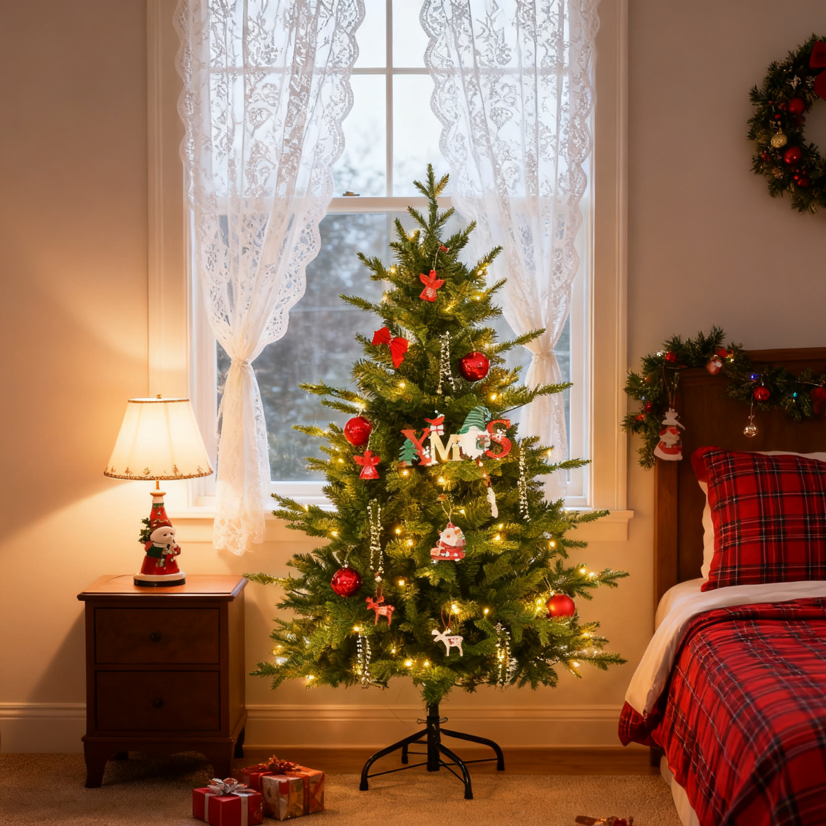 Legooin 4 ft Pre-Lit Christmas Tree Premium Realistic Fraser Fir with 300 PVC Tips, 120 Warm Lights, for Holiday Christmas Halloween Decor