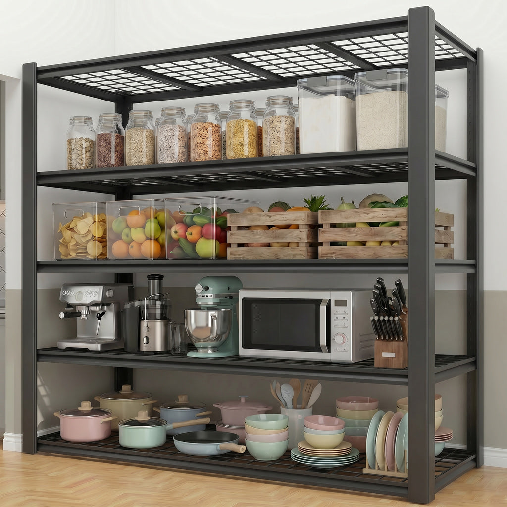 Legooin 5-Tier Heavy Duty Wire Shelf 60"W x 24"D x 72"H Industrial Shelf Adjustable Storage Rack for Garage Warehouse Pantry Capacity of 3000 lbs, Black