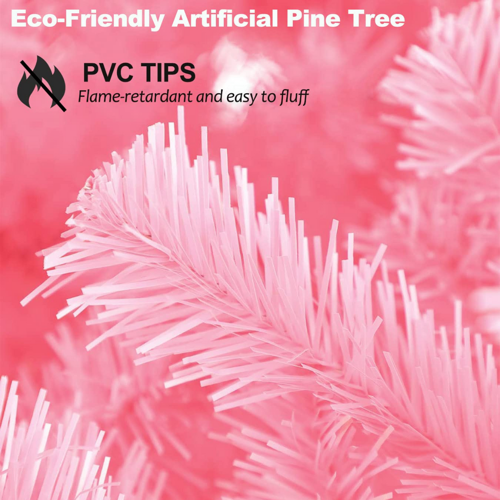 Legooin 6ft Unlit Artificial Christmas Tree Spruce Xmas Tree with 800 Tips, for Holiday Christmas Halloween Decor, Pink