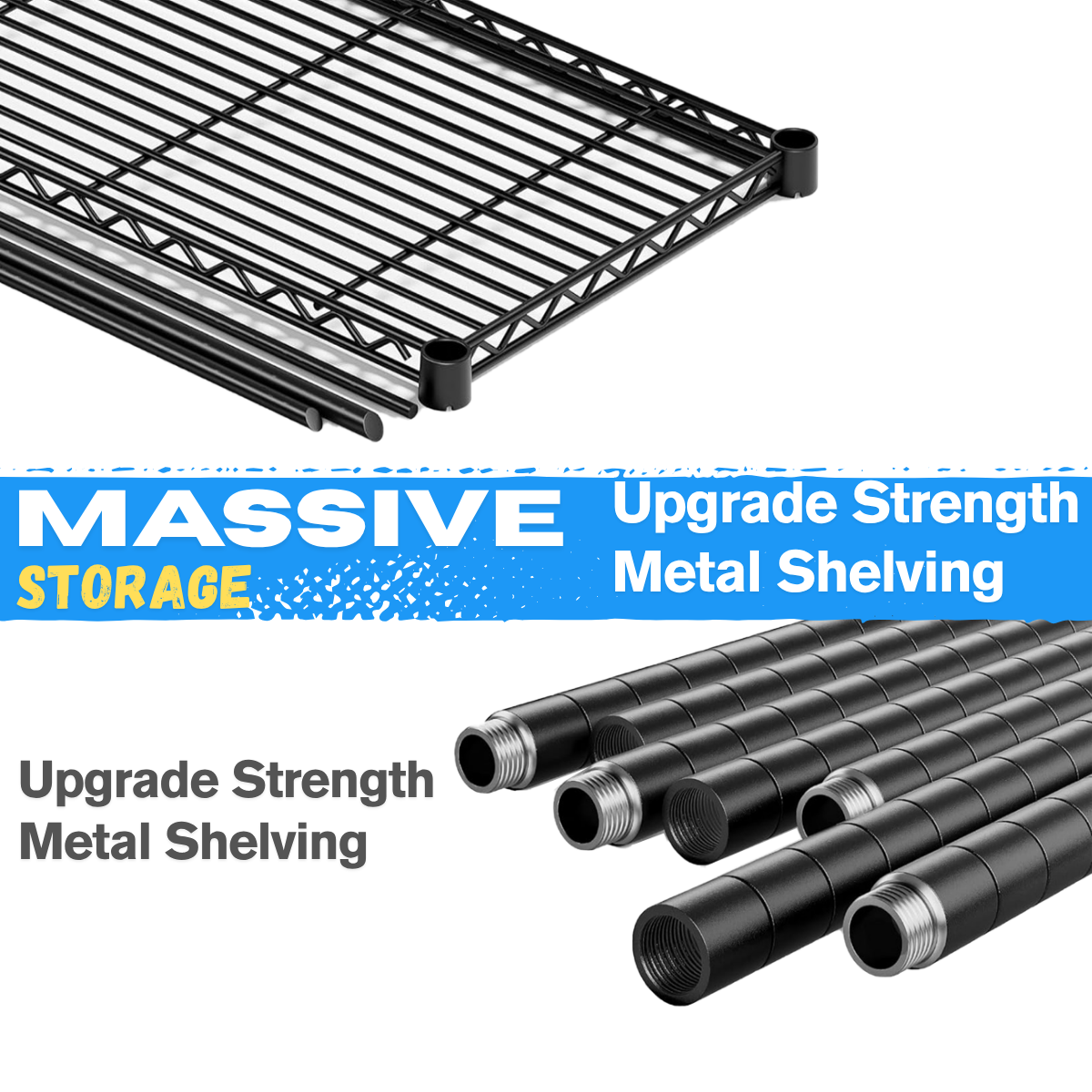 Legooin 48x18x72 inch Heavy Duty Wire Shelf on Wheels Garage Rack Shelving Unit Industrial Shelf Residential Storage 2000lbs Capacity, Black