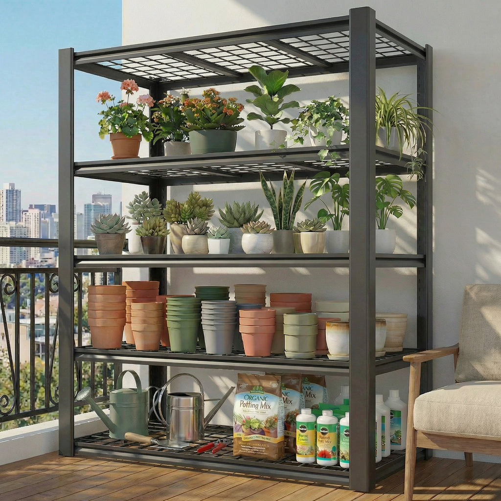 Legooin 24x48x72 inch Garage Storage Rack Height Adjustable Shelving Unit Industrial Residential Wire Shelf Organizer Rack 2500 lbs Load Capacity, Black