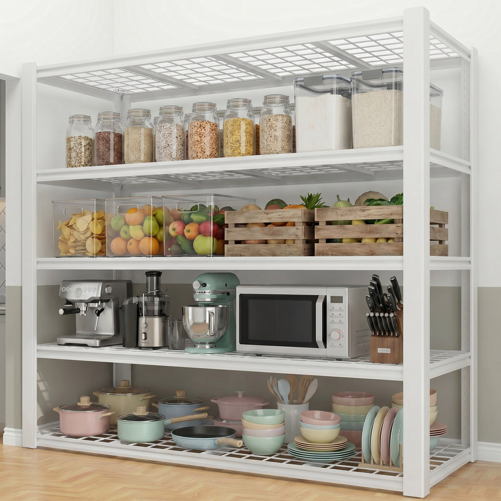 Legooin 60"W x 24"D x 72"H Heavy Duty Garage Rack Storage Shelving Unit Industrial Wire shelf 3000 lbs Capacity Utility Shelving for Warehouse Basement, White