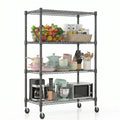 Legooin 18"D x 36"W x 72"H Wire Shelving Unit with Wheels 4-Tier Rolling Garage Shelf Kitchen Storage Rack Capacity for 1600lbs, Black