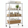 Legooin 18x36x72 inch Rolling Storage Rack 4-Tier Wire Shelving Unit Utility Rack for Garage Kitchen Pantry 1600lbs Load Capacity, Silver