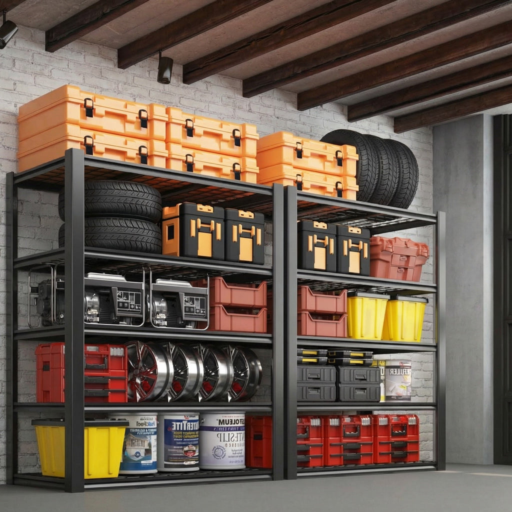 Legooin 24x48x72 inch Garage Storage Rack Height Adjustable Shelving Unit Industrial Residential Wire Shelf Organizer Rack 2500 lbs Load Capacity, Black