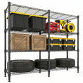 Legooin 72x18x60 inch Ultra-Wide Wire Shelving Garage Organizer 4-Tier Adjustable Industrial Shelf Corner Storage Rack 1600lbs Load Capacity, Black