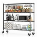 Legooin 18x60x72 inch Industrial Garage Shelf with Wheels Storage Rack Heavy Duty Metal Shelving Unit for Industrial Residential Use, Black