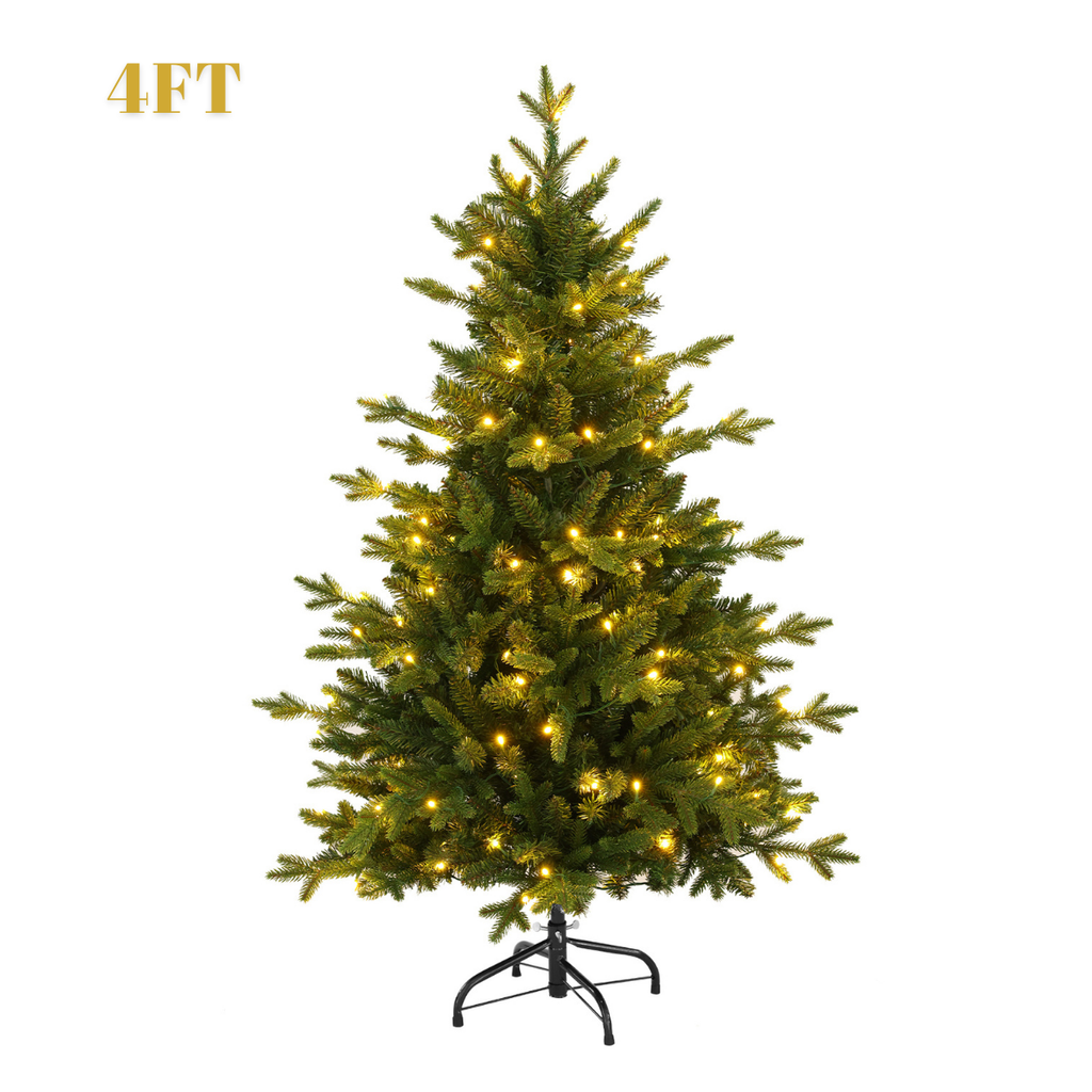 Legooin 4 ft Pre-Lit Christmas Tree Premium Realistic Fraser Fir with 300 PVC Tips, 120 Warm Lights, for Holiday Christmas Halloween Decor