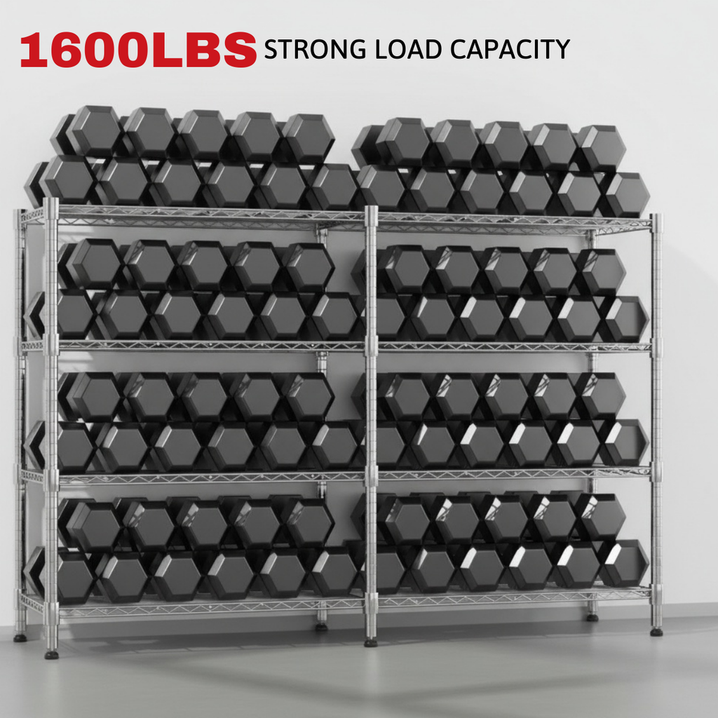 Legooin 72"W x 18"D x 60"H Wire Shelving Unit for Garage Storage Industrial Shelf Steel Storage Rack for Pantry Balcony 1600lbs Load Capacity, Silver