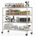 Legooin 60"W x 18"D x 72"H Heavy Duty Garage Shelving Unit on Wheels Storage Rack Height Adjustable Organizer Rack for Warehouse Pantry, Silver