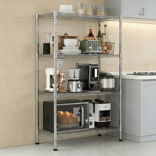 Legooin 18x36x72 inch Rolling Storage Rack 4-Tier Wire Shelving Unit Utility Rack for Garage Kitchen Pantry 1600lbs Load Capacity, Silver