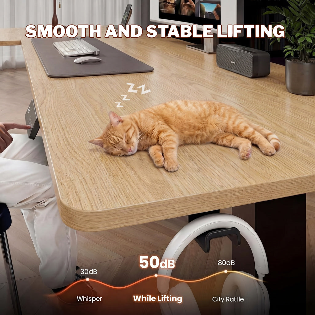 Legooin 63x55 inch L-Shaped Standing Desk Height Adjustable Sit-stand Desk Multi-Monitor Gaming Table Workstation for Home Office Oak