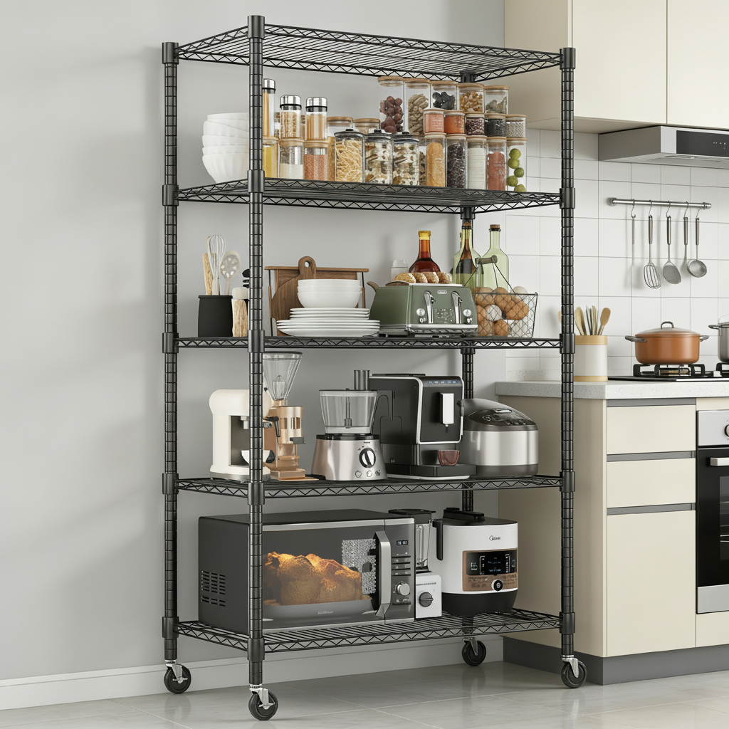 Legooin 36"W x 18"D x 82"H Heavy Duty Storage Shelf Garage Rack with Wheels Adjustable Shelving Unit for Residential Industrial Use, Black