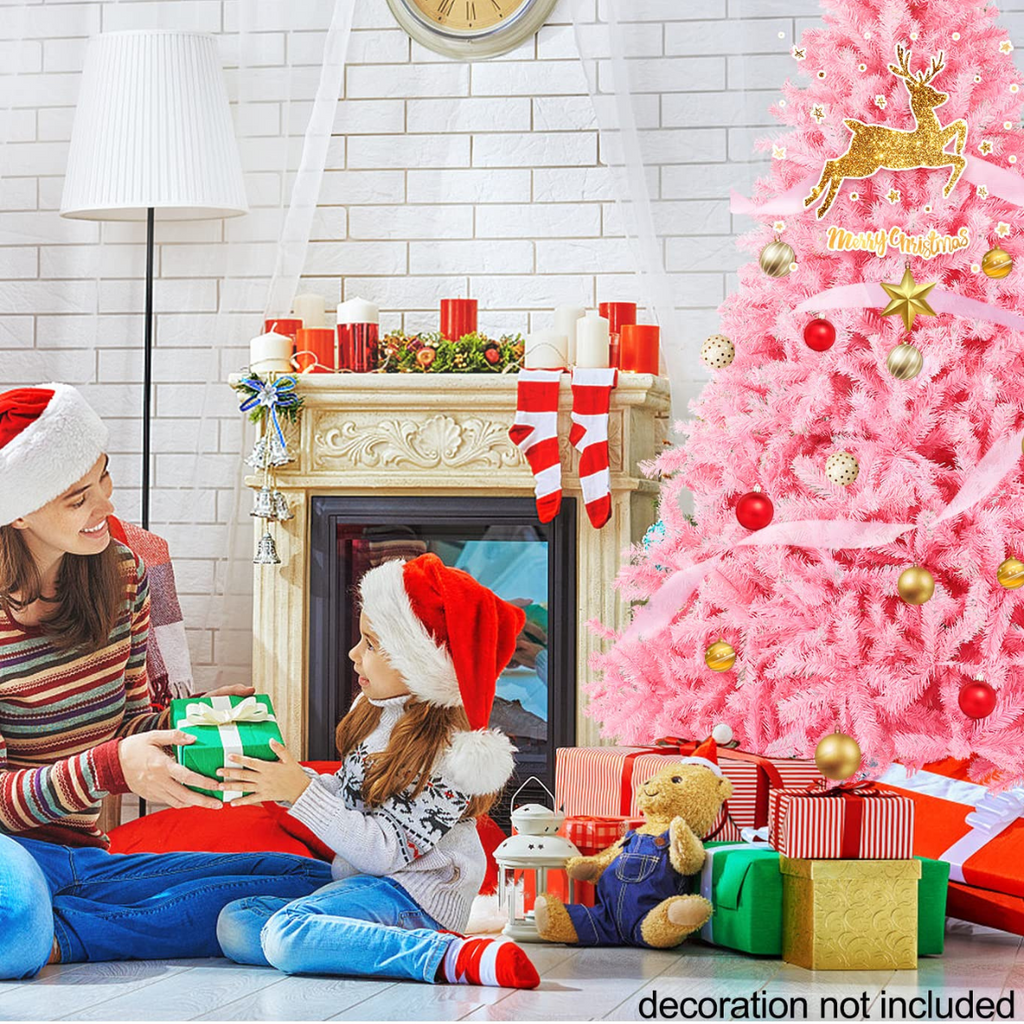 Legooin 6ft Unlit Artificial Christmas Tree Spruce Xmas Tree with 800 Tips, for Holiday Christmas Halloween Decor, Pink