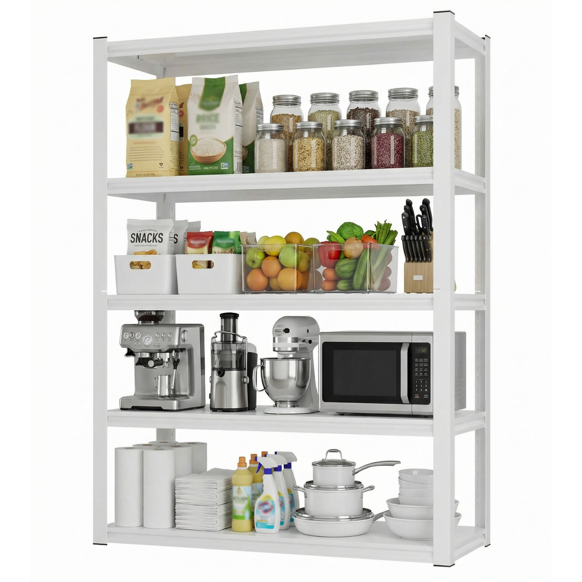 Legooin 36x16x72 inch Garage Storage Rack Heavy Duty Industrial Shelf Metal Shelving Unit Capacity for 1650 lbs for Pantry Warehouse Basement, White