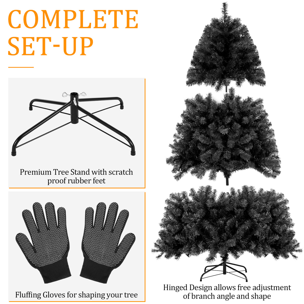 Legooin 6ft Unlit Artificial Christmas Tree Hinged Xmas Tree with 800 Tips for Christmas Halloween Holiday Decor, Black