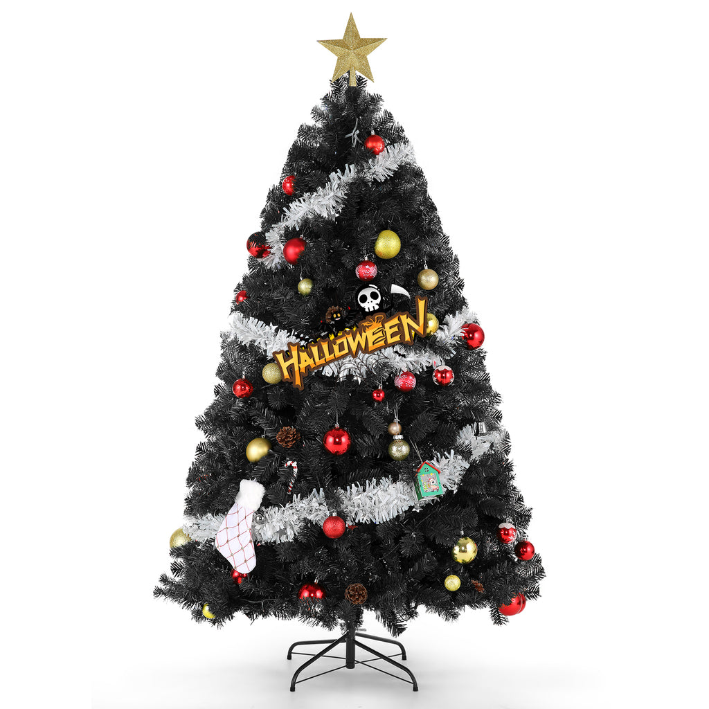 Legooin 6ft Unlit Artificial Christmas Tree Hinged Xmas Tree with 800 Tips for Christmas Halloween Holiday Decor, Black