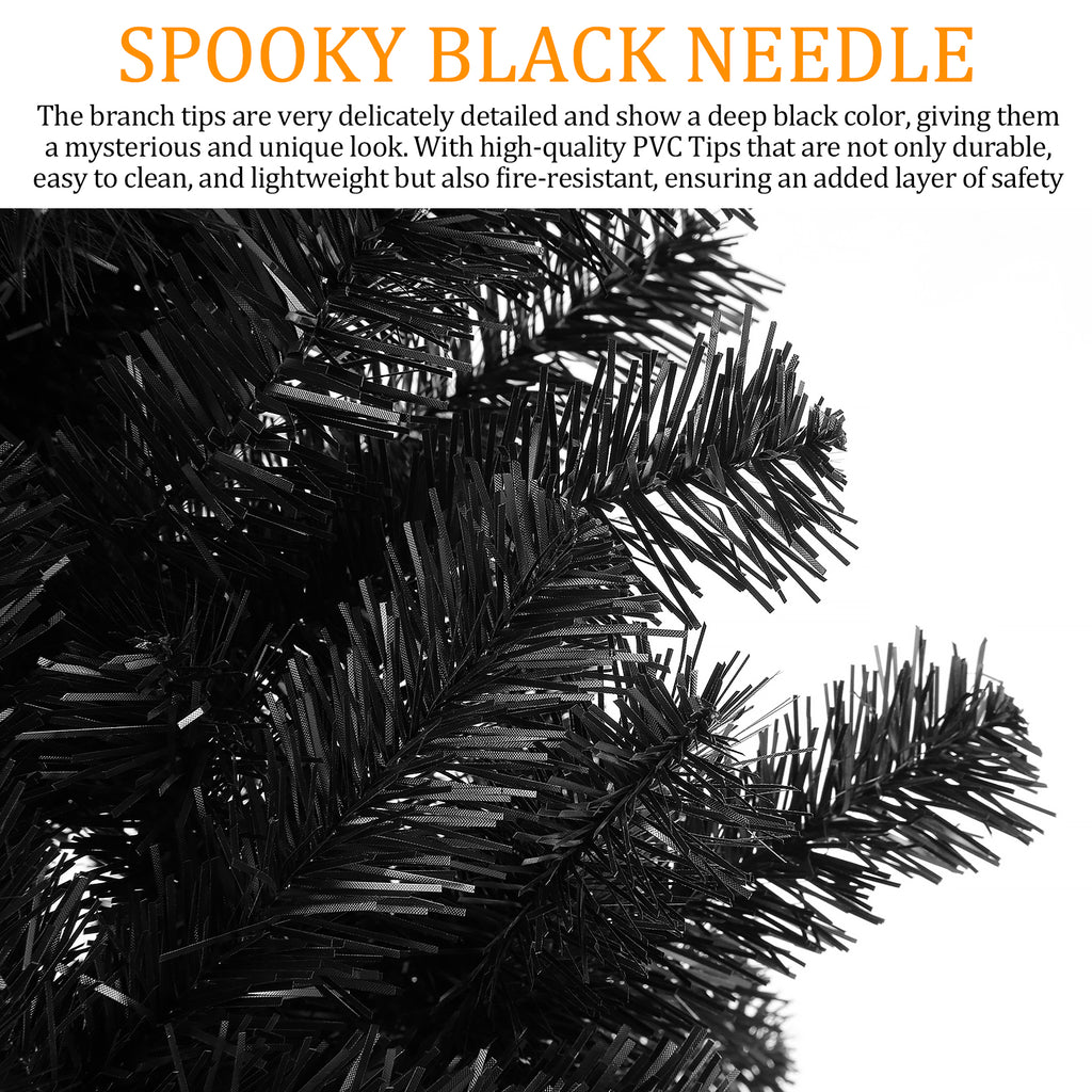 Legooin 6ft Unlit Artificial Christmas Tree Hinged Xmas Tree with 800 Tips for Christmas Halloween Holiday Decor, Black