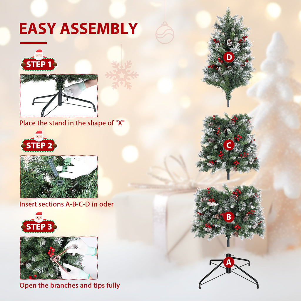 Legooin 6FT Pre-Lit Artificial Christmas Tree, 250 Color-Changing LED Lights, Slim Pencil Christmas Tree with Pine Cones, Green Spruce