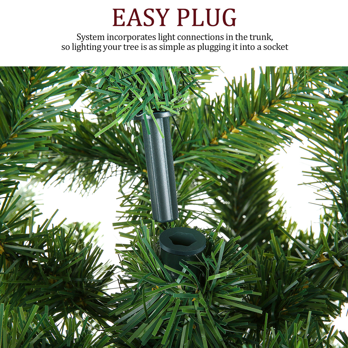 Legooin 6ft Unlit Christmas Tree 800 Lifelike PVC Tips, Easy Assembly Hinged Christmas Tree with Metal Stand, Green