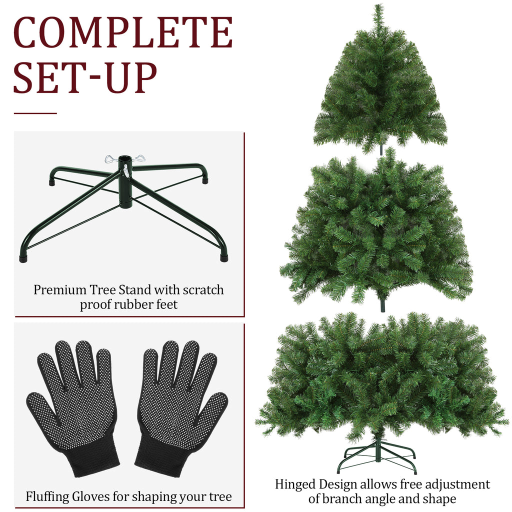 Legooin 6ft Unlit Christmas Tree 800 Lifelike PVC Tips, Easy Assembly Hinged Christmas Tree with Metal Stand, Green