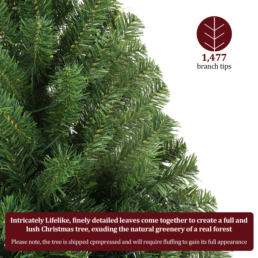 Legooin 6ft Unlit Christmas Tree 800 Lifelike PVC Tips, Easy Assembly Hinged Christmas Tree with Metal Stand, Green