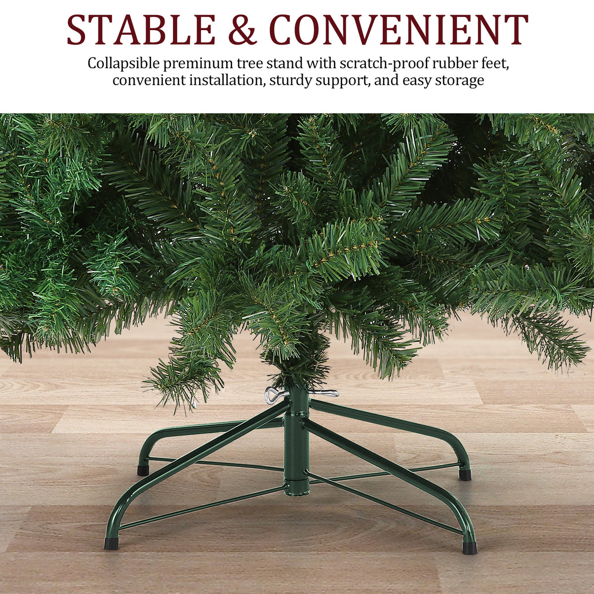 Legooin 6ft Unlit Christmas Tree 800 Lifelike PVC Tips, Easy Assembly Hinged Christmas Tree with Metal Stand, Green