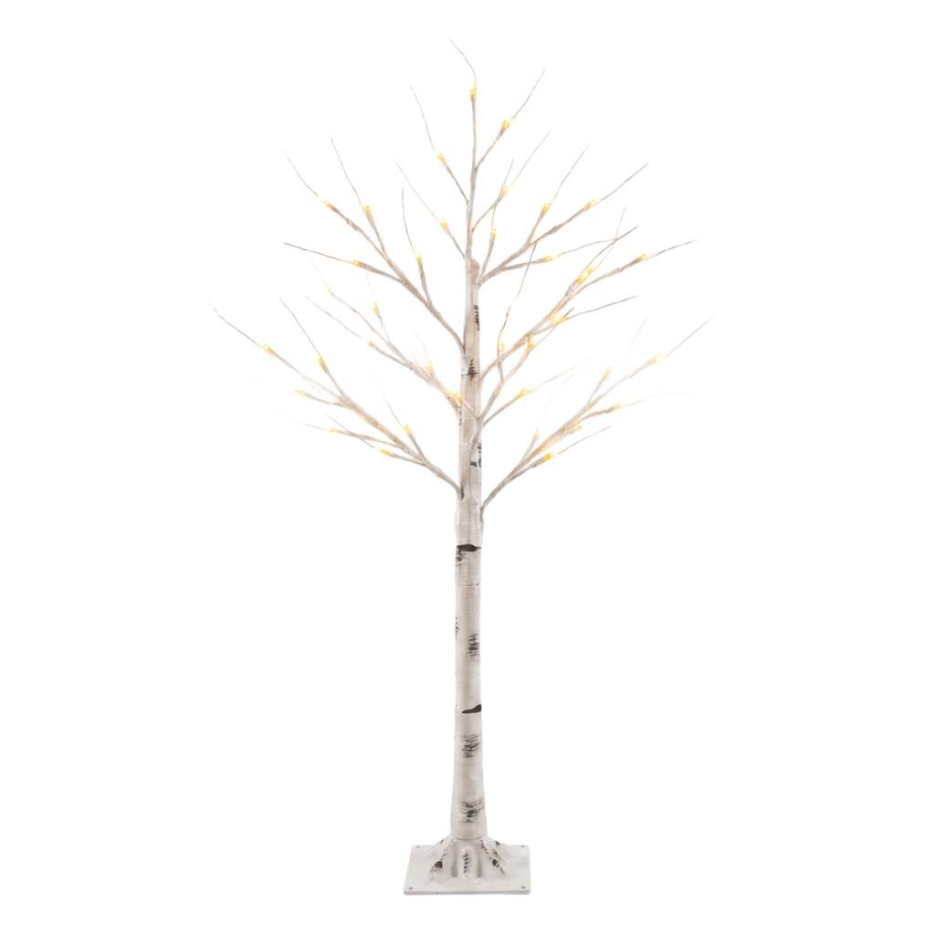 Legooin 4FT Realistic Birch Tree with 72 Warm White Lights for Christmas Wedding Home Office Décor Pre-Lit Artificial Birch Tree, White