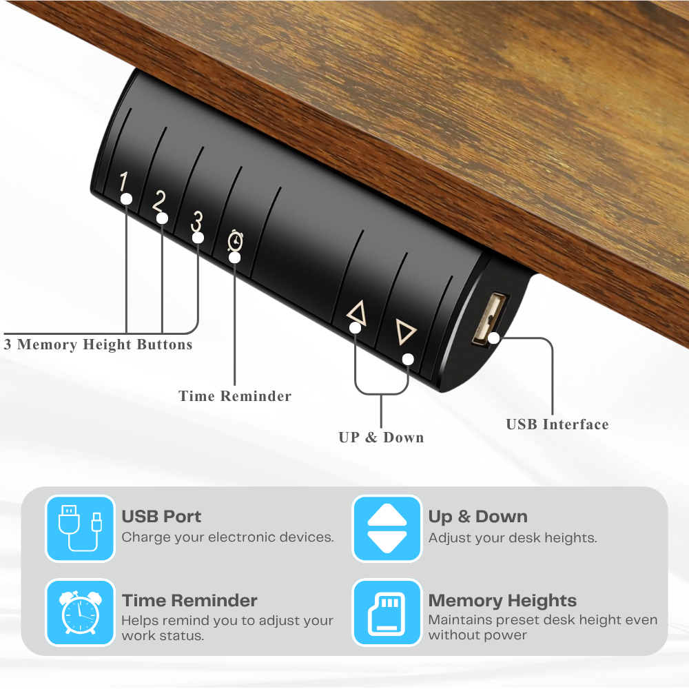 Legooin 70"W Ultra-Wide Electric Standing Desk with Power Strip, Rolling Gaming Desk with Height Adjustment 28"-46" for Home Office Gaming Room, Brown
