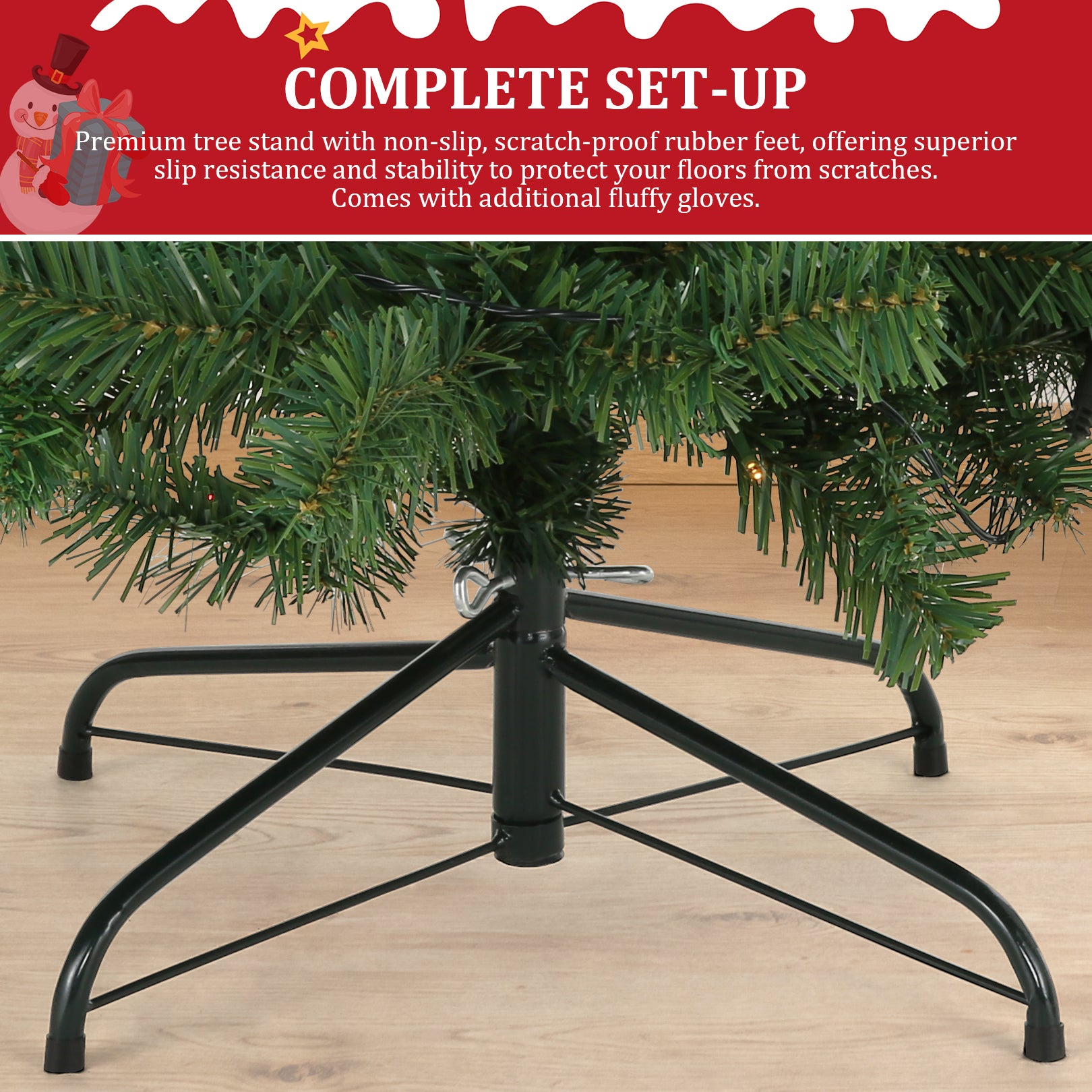 Legooin 6ft Unlit Christmas Tree with 800 PVC Branch Tips Artificial Hinged Xmas Tree, Green