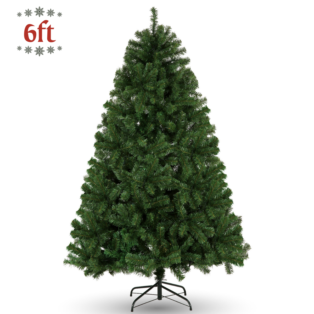 Legooin 6ft Unlit Christmas Tree with 800 PVC Branch Tips Artificial Hinged Xmas Tree, Green