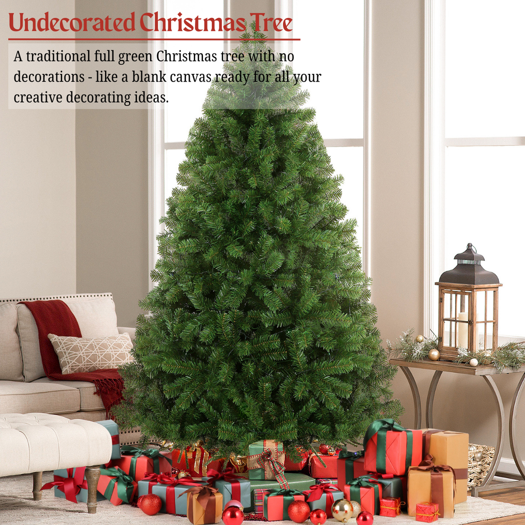 Legooin 6ft Unlit Christmas Tree with 800 PVC Branch Tips Artificial Hinged Xmas Tree, Green